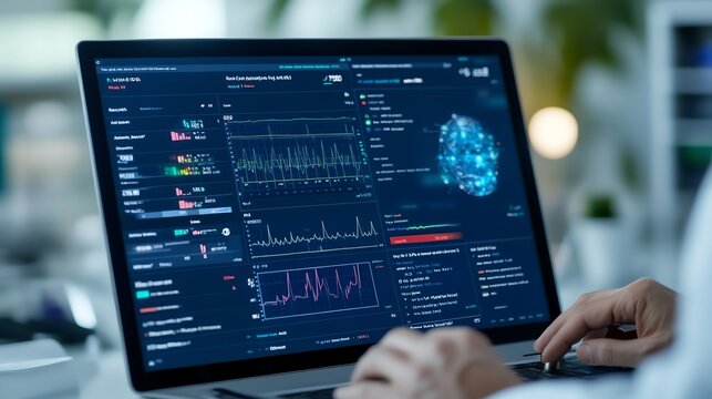 Digital healthcare platform interface showing patient data analytics, modern healthcare, digital health, data analytics