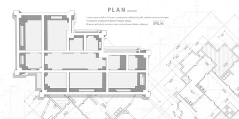 House plan project .Technical drawing background.Engineering design .Vector , illustration.