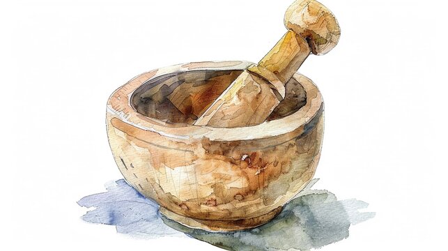 recommend clip art: Mortar and pestle,Clipart, watercolor illustration, Perfect for nursery art The style is hand  drawn, white background