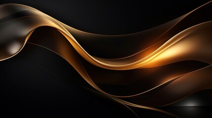 Abstract dark background with golden waves.