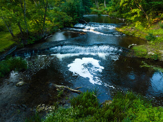 Cascades on the river in summer.