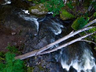 Cascades on the river in summer.