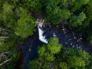 Cascades on the river in summer.