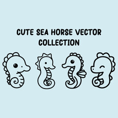 cute sea horse vector illustration graphic