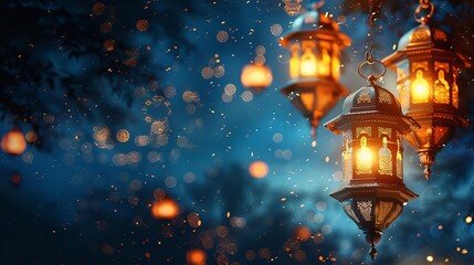 Fototapeta premium Islamic lantern luxury celebration background.