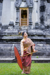Ancient Thai traditional dress performance in the form of preserving dress culture of the Tai,...