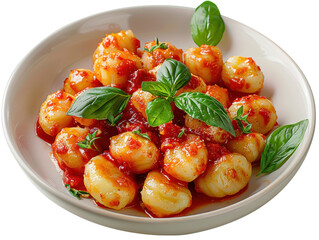 Delicious gnocchi served with rich tomato sauce and fresh basil, perfect for a delightful Italian meal.