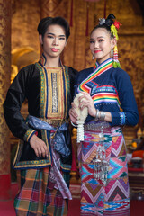Ancient Thai traditional dress performance in the form of preserving dress culture of the Tai,...