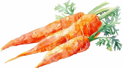 Kintoki Ninjin (Japanese red carrot) clipart,Clipart, watercolor illustration, Perfect for nursery art The style is hand  drawn, white background