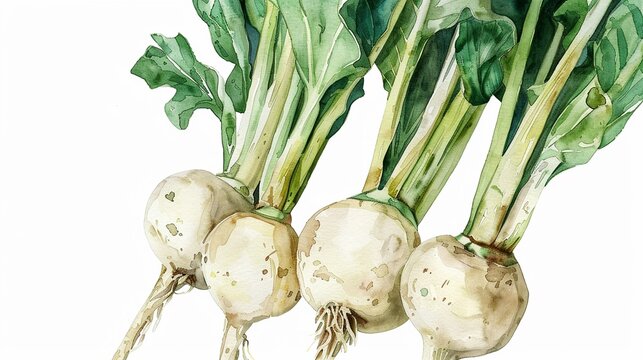 Kabu (Japanese turnip) bunch clipart,Clipart, watercolor illustration, Perfect for nursery art The style is hand  drawn, white background