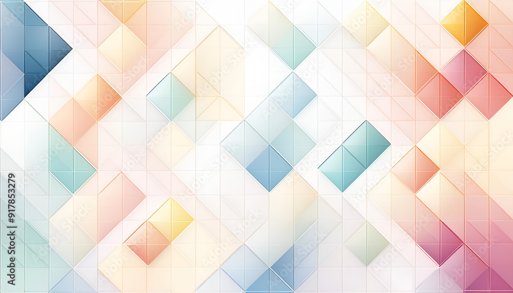 Poster abstract geometric pattern with soft pastel colors and layered shapes