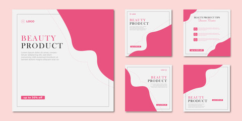 Beauty Product skin care social media post banner design Square banner collection Makeup Salon Square Flyer Template Design
