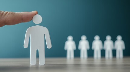 A conceptual photo of a human figure icon, symbolizing recruitment or talent selection, representing of finding the right person in HR, We are hiring and Job vacancy concept.