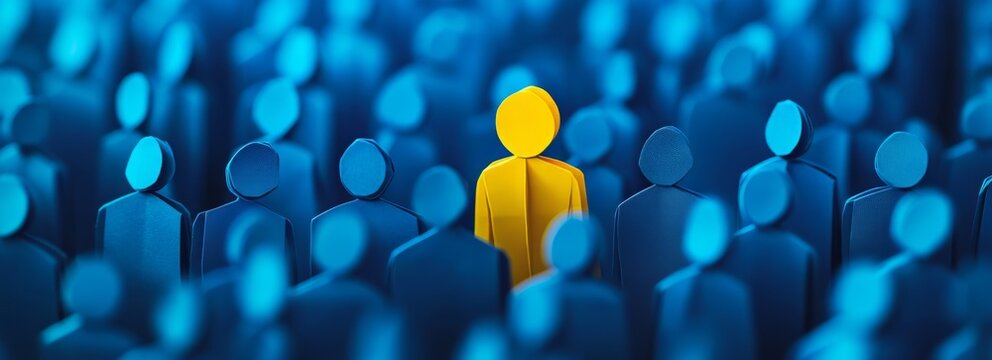 A conceptual photo of a human figure icon, symbolizing recruitment or talent selection, representing of finding the right person in HR, We are hiring and Job vacancy concept.