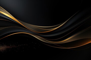 Abstract black and gold wavy background.
