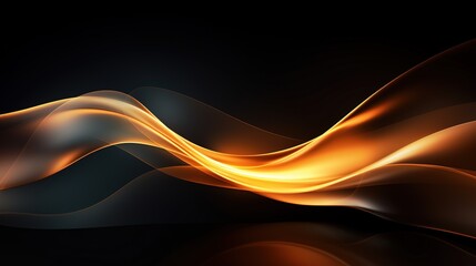 Abstract glowing orange wave on black background.