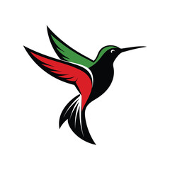 Elegant silhouette hummingbird vector.