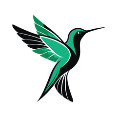 Elegant silhouette hummingbird vector.