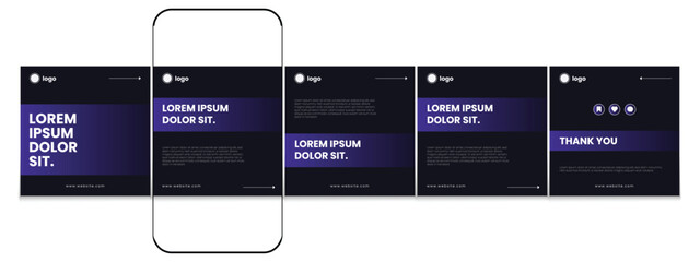 Carousel post template set, Modern Instagram carousel post design, Editable business social media carousel post.