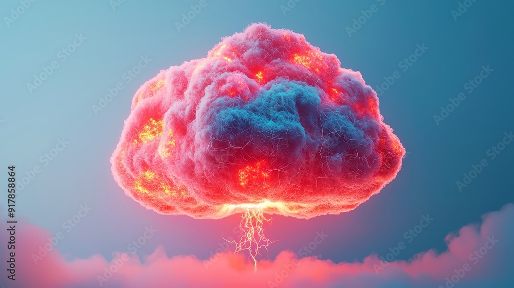 Poster futuristic technology web, abstract representation of artificial intelligence and cloud computing, i