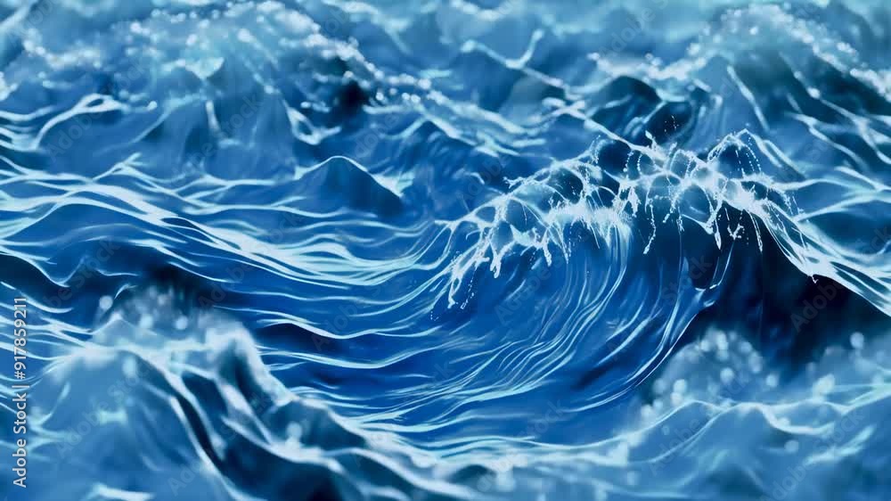 Poster seamless looping blue waves