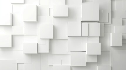 Obraz premium Abstract white canvas featuring a grid of dynamic squares, creating a minimalist composition that evokes a sense of modernity and clean aesthetics.