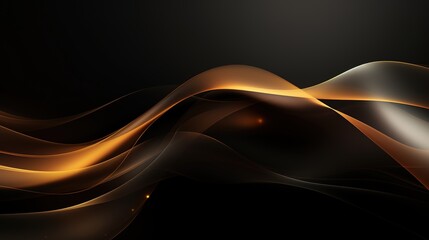 Abstract gold and black flowing lines background.