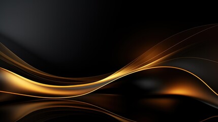 Abstract gold and black flowing lines background.