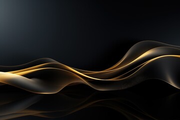 Abstract gold and black flowing lines design.