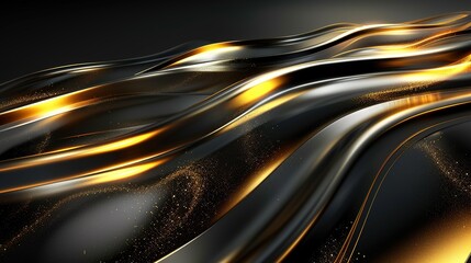 Abstract black and gold wavy background.