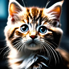 Charming Close-Up of an Adorable Kitten with Soft Fur and Bright Eyes