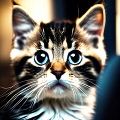 Charming Close-Up of an Adorable Kitten with Soft Fur and Bright Eyes