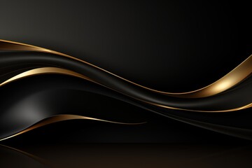 Abstract black and gold wavy background.