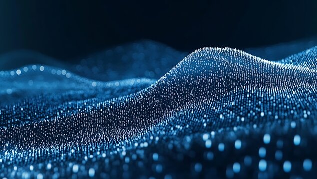 Abstract blue digital wave with binary code.