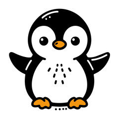 cute little baby penguin clipart in flat style.