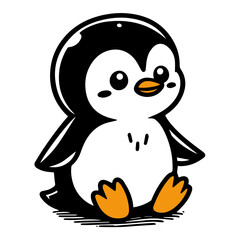 cute little baby penguin clipart in flat style.