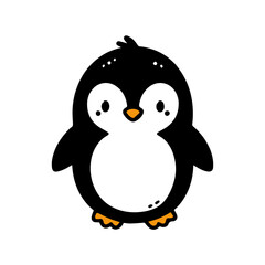 cute little baby penguin clipart in flat style.