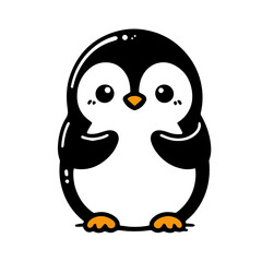 cute little baby penguin clipart in flat style.