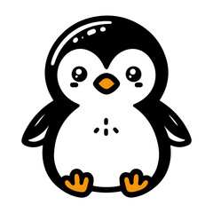 cute little baby penguin clipart in flat style.