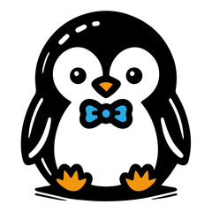 cute little baby penguin clipart in flat style.