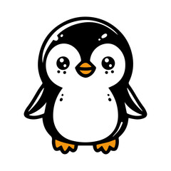 cute little baby penguin clipart in flat style.