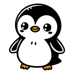 cute little baby penguin clipart in flat style.