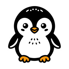 cute little baby penguin clipart in flat style.