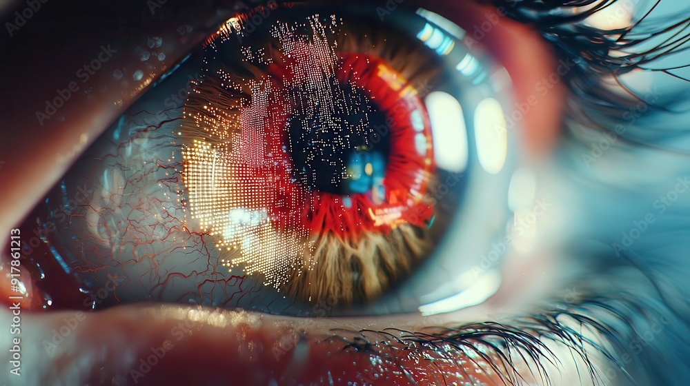 Poster futuristic digital eye unveiling complex data network with artificial intelligence, showcasing a ble