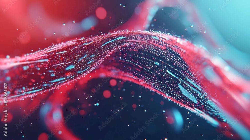 Poster futuristic abstract technology, a mesmerizing display of glowing dots and interconnected lines, crea