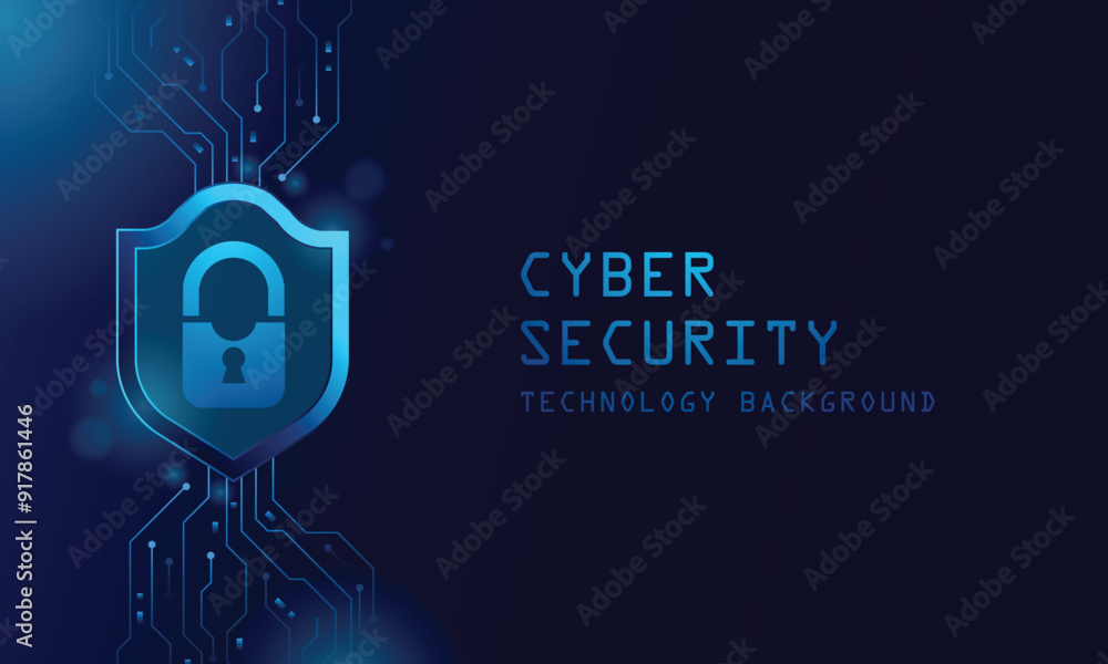 Poster cybersecurity and data protection template background vector