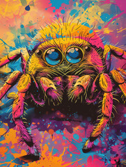 Spider in 70s Retro Style - colorful wallpapers