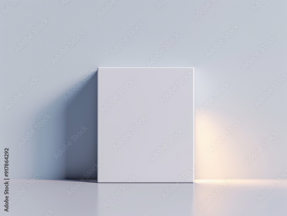 Poster minimalistic design featuring a blank white canvas against a soft background, perfect for creative p