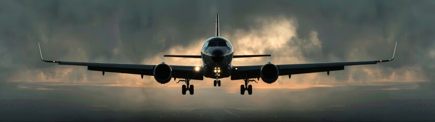 Fototapeta premium Vintage airplane silhouette soaring against a vibrant sunset sky, evoking nostalgia for classic aviation, symbolizing travel, adventure, and the spirit of exploration.