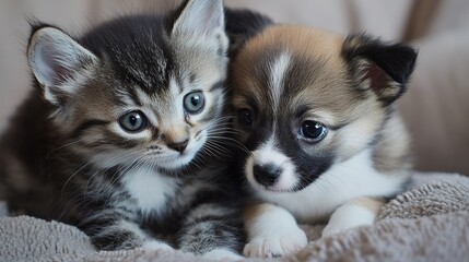 Adorable Kitten and Puppy Together: A Heartwarming Bond Between Young Pets